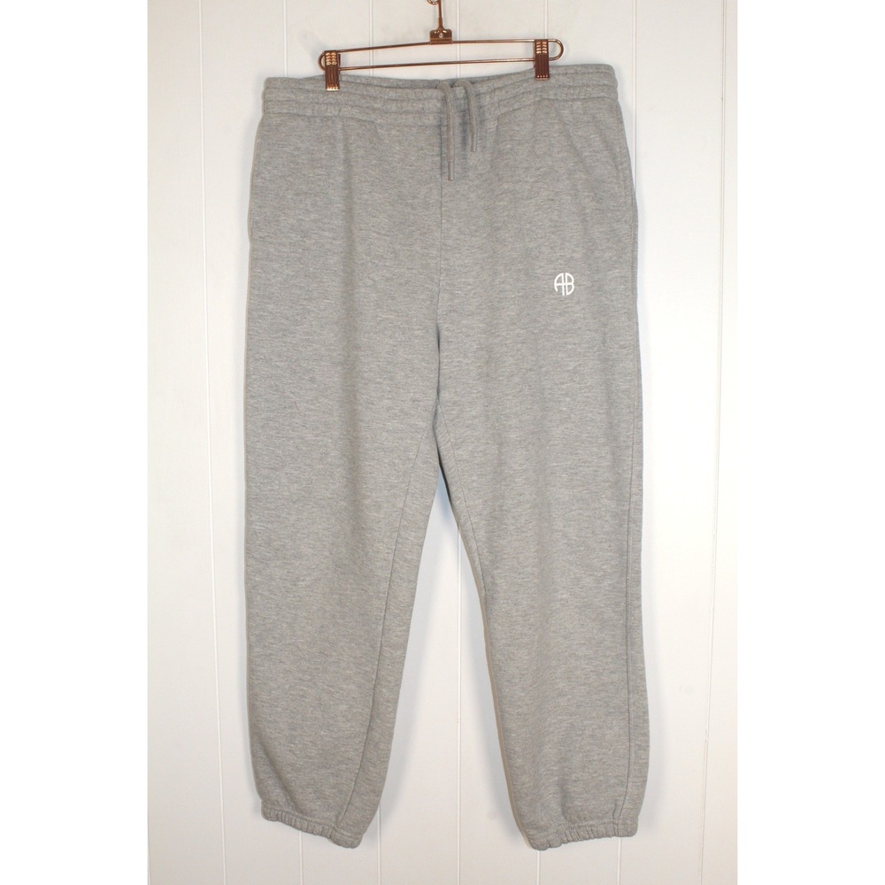 Anine Bing Karter Sweatpants Gray Women's XL Cotton Fleece‎ Relaxed Logo Slouchy - Picture 2 of 7